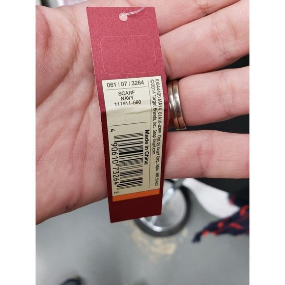 Merona Red Navy Blue Checkered Plaid Winter Blanket Scarf - Picture 6 of 10